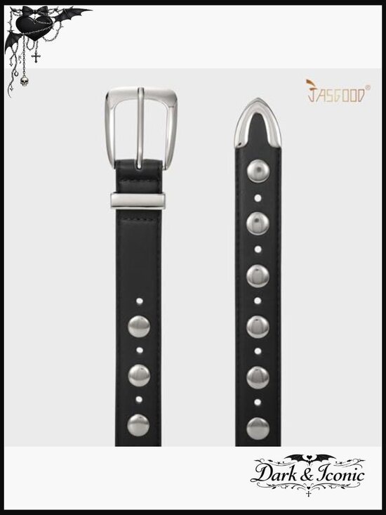Faux Leather Studded Punk Belt - Adjustable Waist main image 7